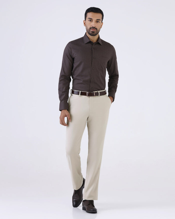 Beige Techno Waist Textured Trouser - Billy