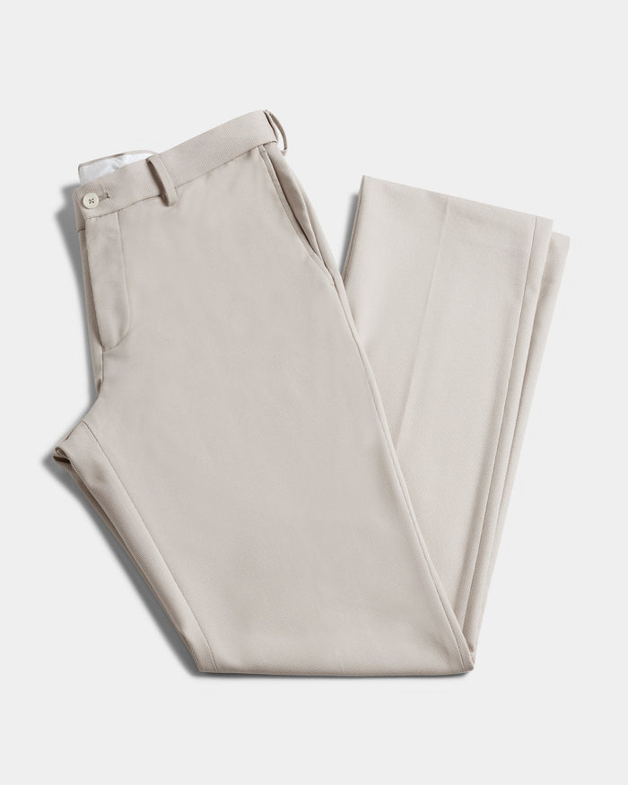 Beige Techno Waist Textured Trouser - Billy