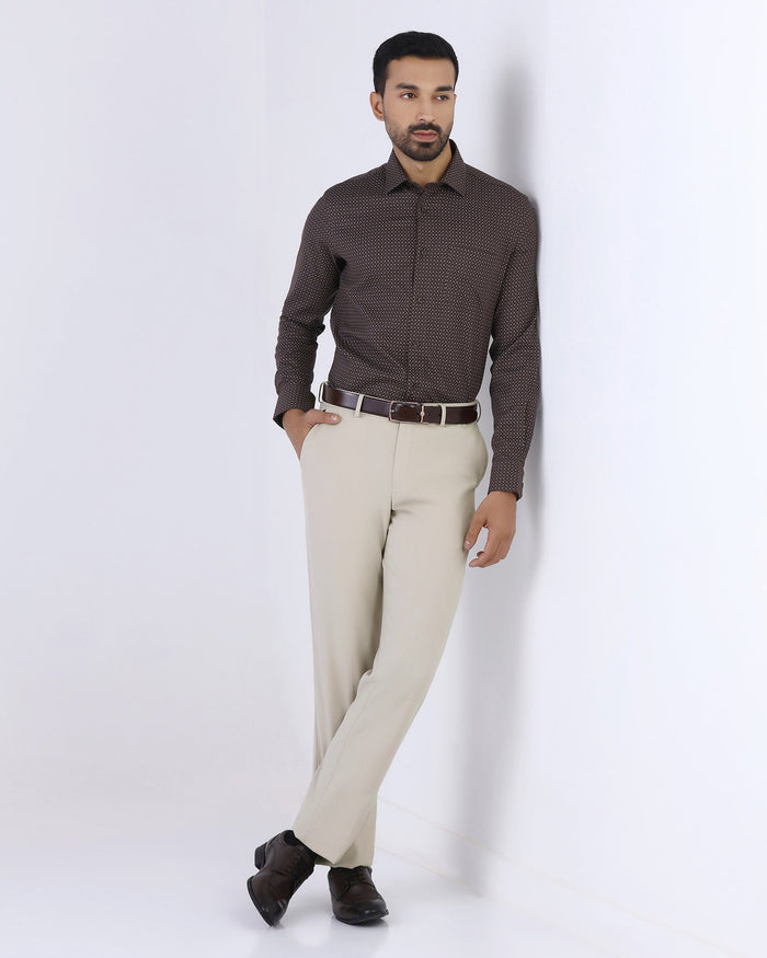 Beige Techno Waist Textured Trouser - Billy
