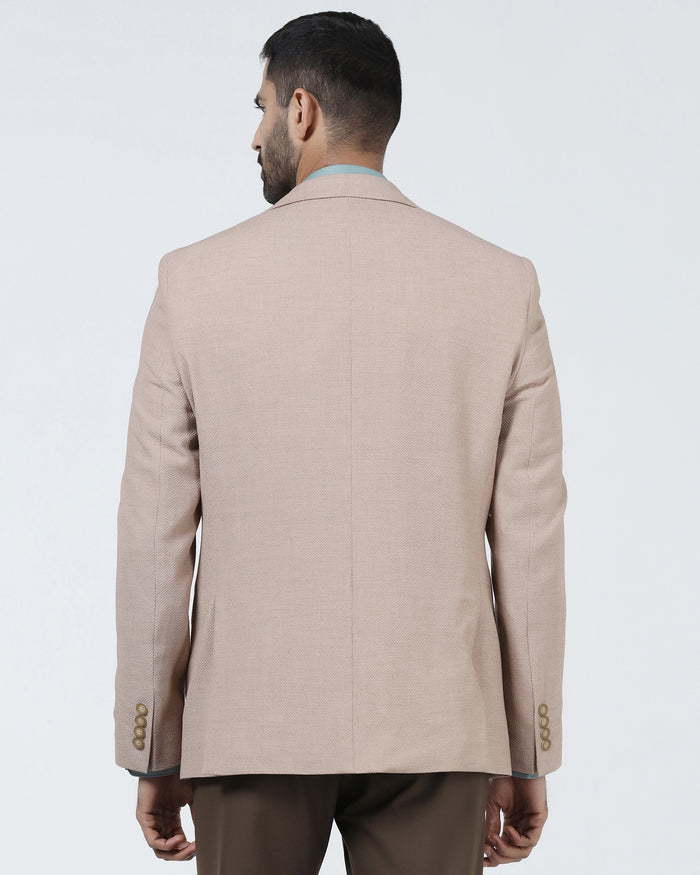 Beige Textured Blazer - Adams