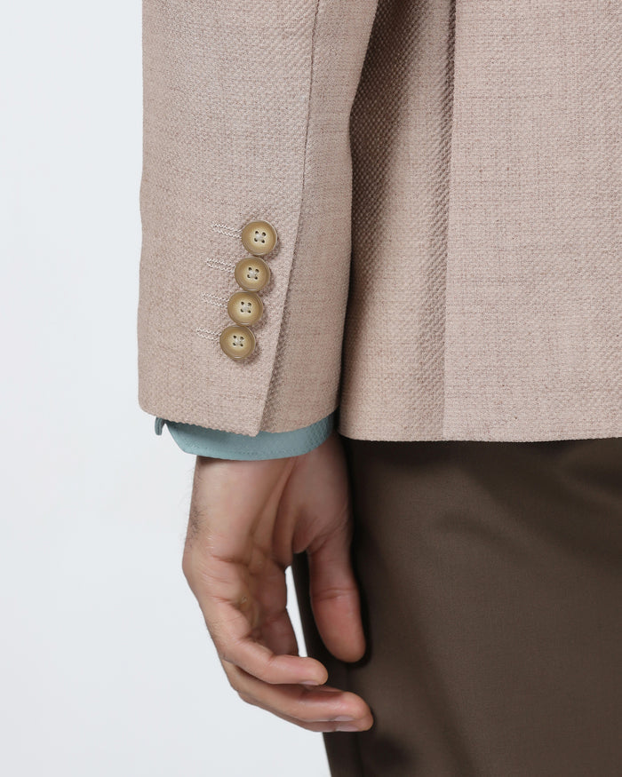 Beige Textured Blazer - Adams