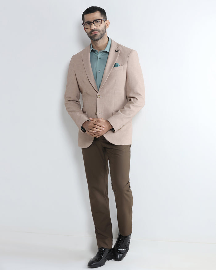 Beige Textured Blazer - Adams