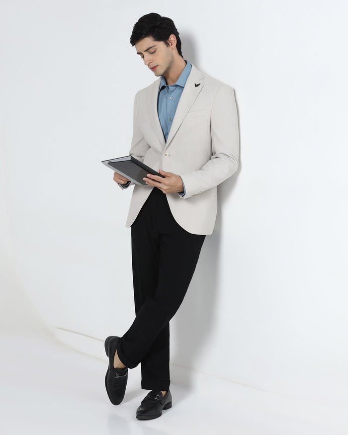 Beige Textured Blazer - Nico