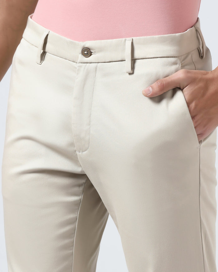 Beige Textured Khakis - Aurea