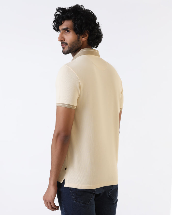 Beige Textured Polo - Contra