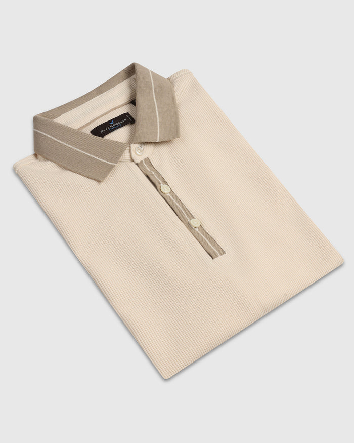Beige Textured Polo - Contra