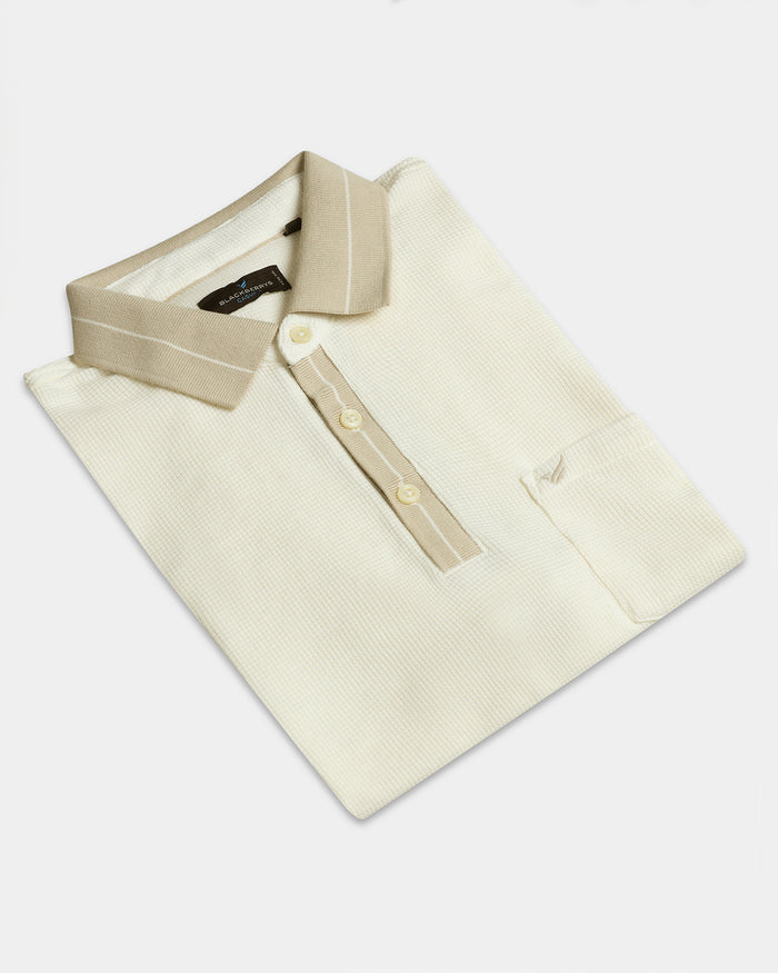 Beige Textured Polo - Contra