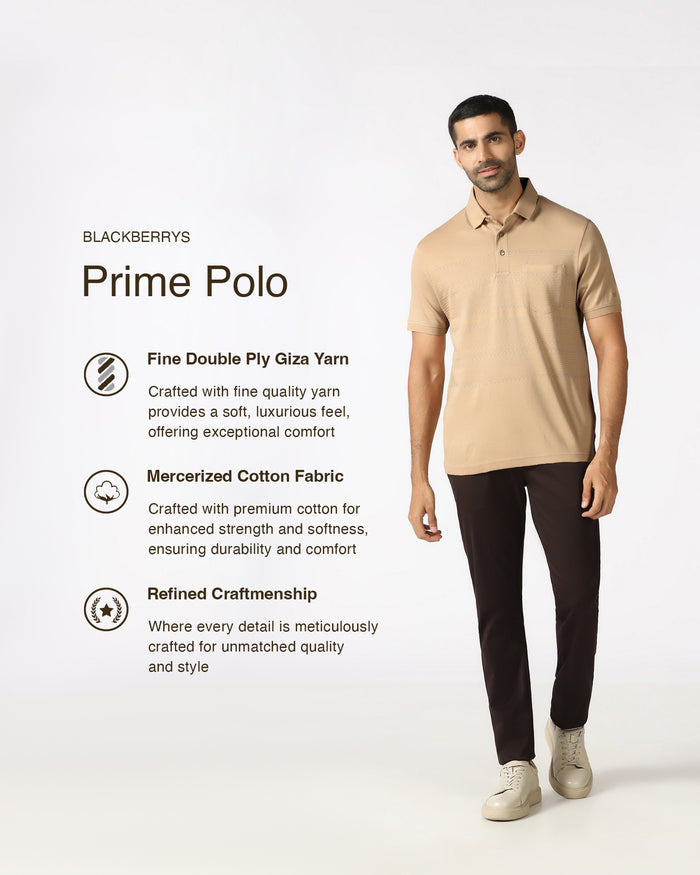 Beige Textured Polo - Jap
