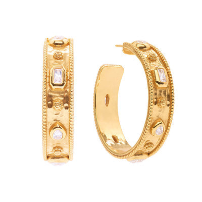 Berry Hoop Earrings - Clear Cubic Zirconia