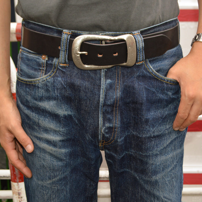 BIG JOHN "VBLT06" HIMEJI LEATHER BELT "Pit Tanned Teacore Oil Leather Belt"