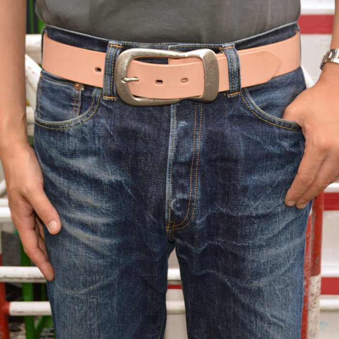 BIG JOHN "VBLT06" HIMEJI LEATHER BELT "Pit Tanned Teacore Oil Leather Belt"