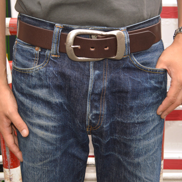BIG JOHN "VBLT06" HIMEJI LEATHER BELT "Pit Tanned Teacore Oil Leather Belt"