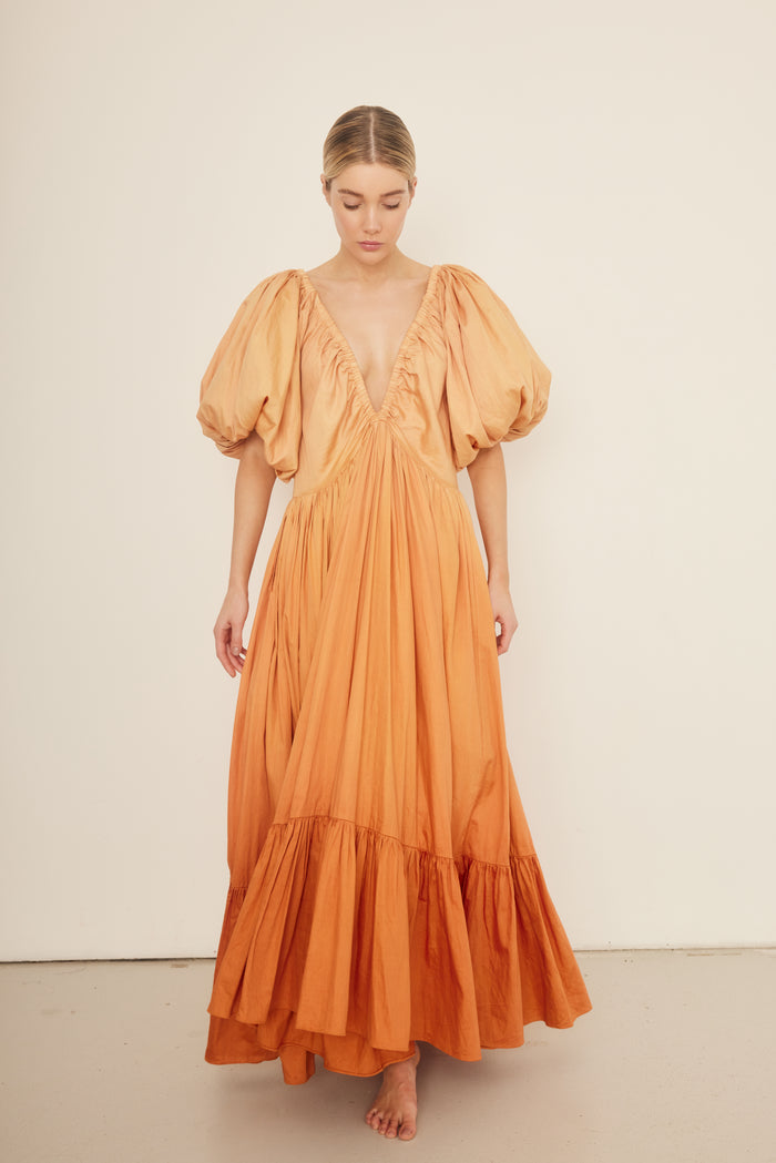 Birthday Gown in Orange Ombré - Women's Maxi Dresses & Off the Shoulder Gowns by Rooh Collective