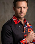 Black Abstract Paint Splatter Print Shirt
