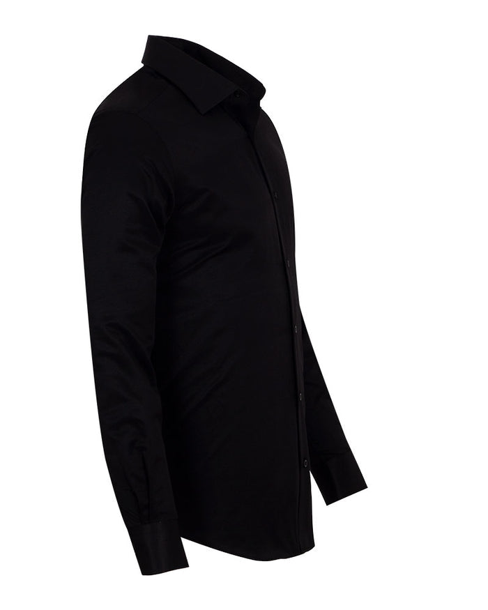 Black Classic Twill Single Cuff Shirt-Makrom