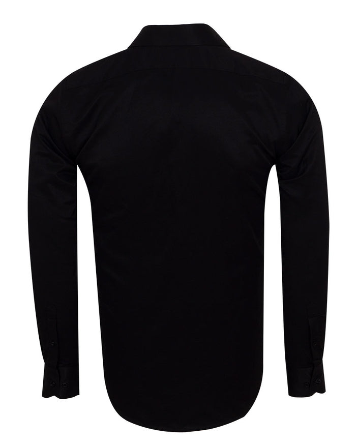 Black Classic Twill Single Cuff Shirt-Makrom