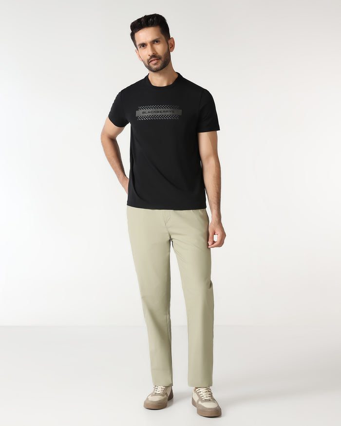 Black Crew Neck Solid T-Shirt - Zoro