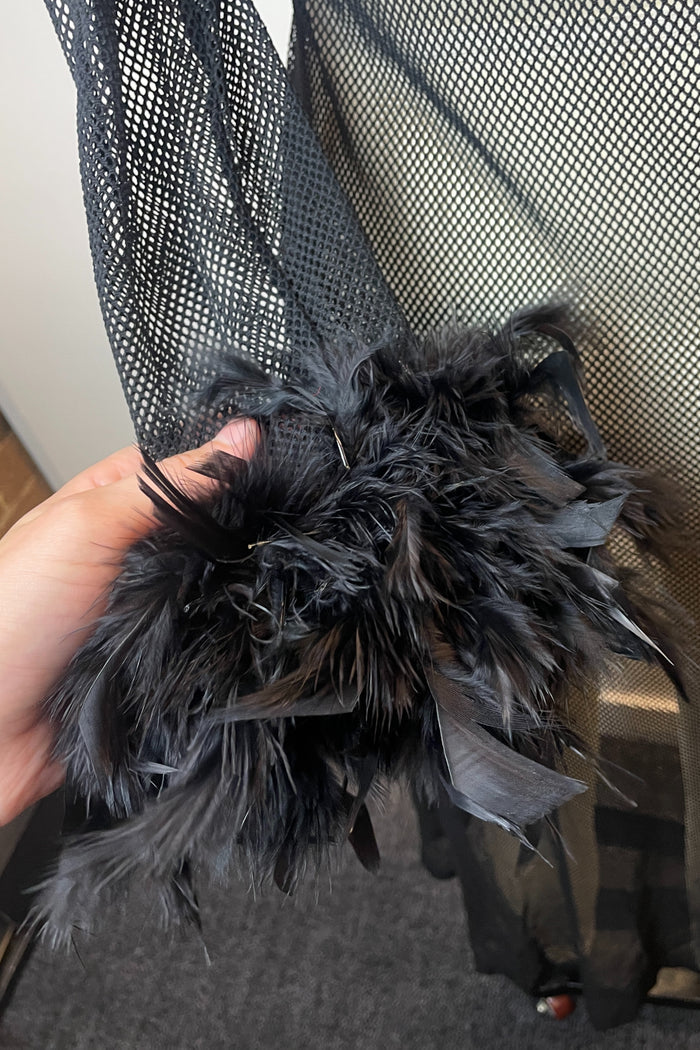 Black Fishnet Feather Robe image 2