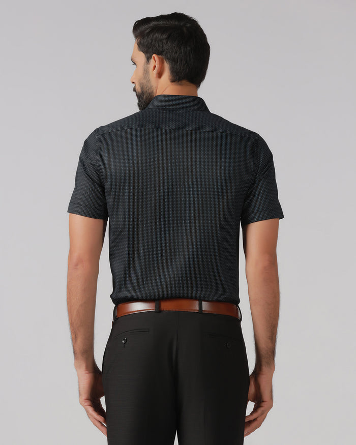 Black Half Sleeve Unwrinkle Printed Shirt - Radiant