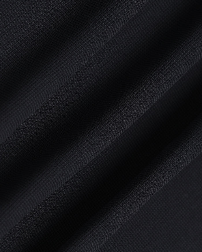 Black Henley Collar Textured T-Shirt - Hann