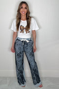 Black Lace Overlay Wide Leg Jeans - Born To Glam