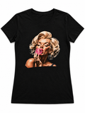 Black Marilyn Bubble Gum Graphic Tee - Born To Glam