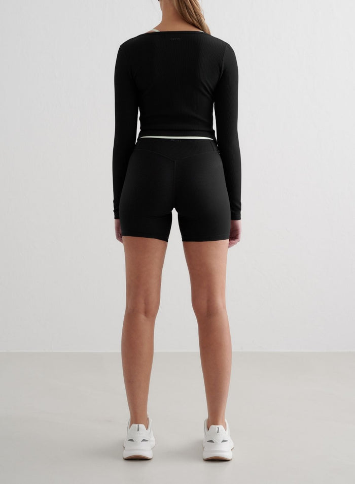 Black Ribbed Performance Zipped Cardigan