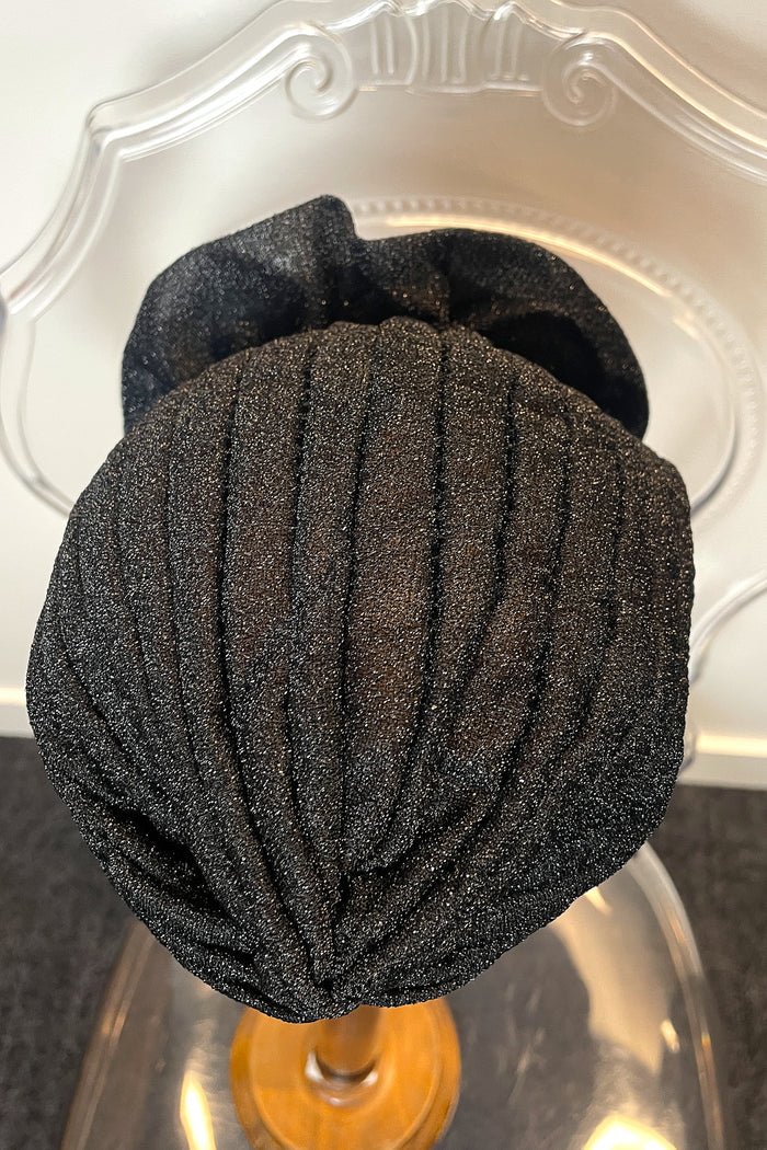 Black Rosette Detail Lurex Turban image 1