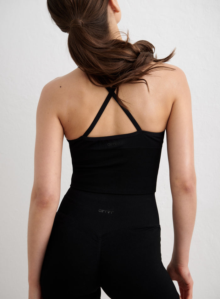 Black Shape Seamless Cross Back Bralette