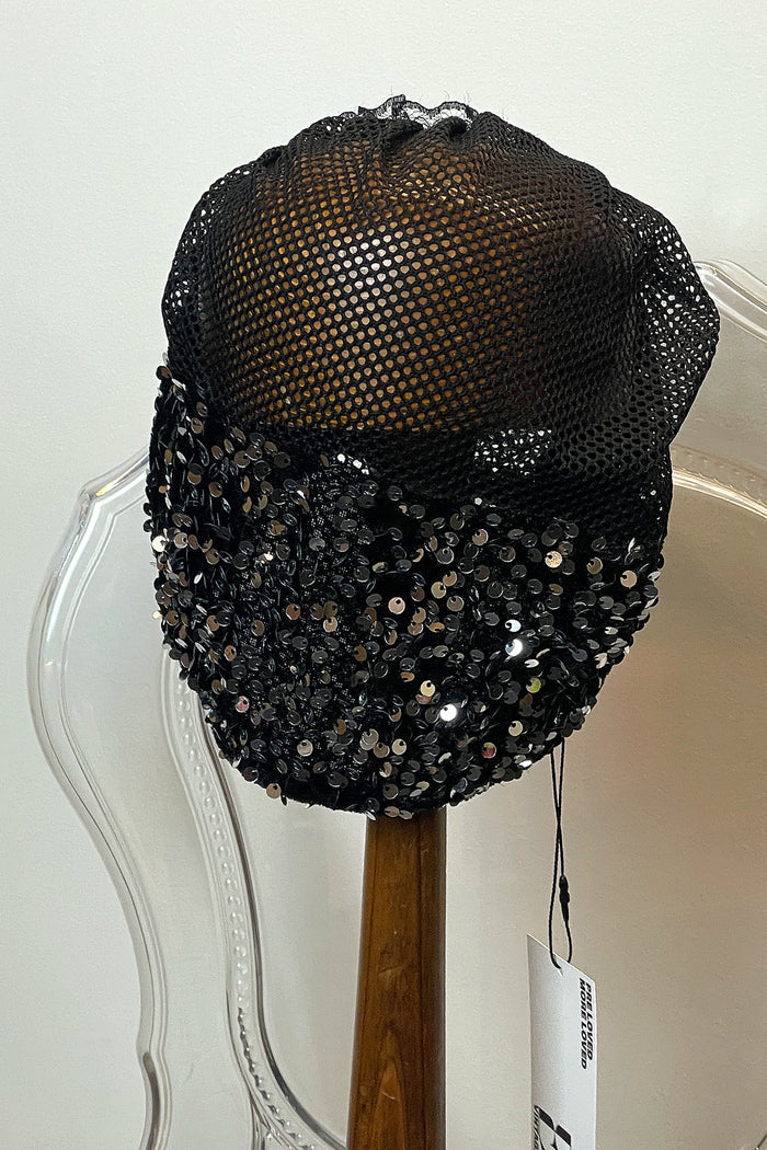Black Silver Sequin Net Turban image 2
