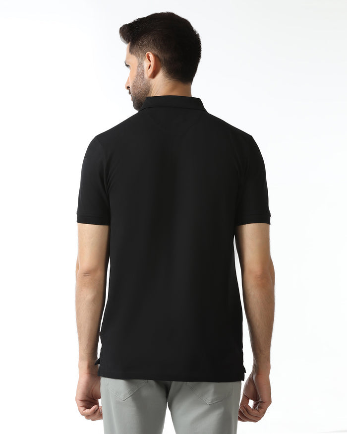 Black Solid Polo - Grand