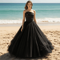 Black Strapless Ball Gown Wedding Dresses and Bridal Gowns - Rosymae
