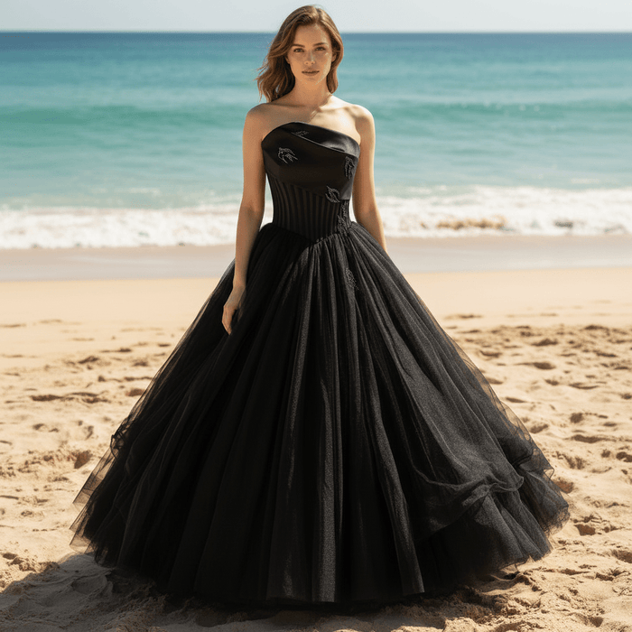 Black Strapless Ball Gown Wedding Dresses and Bridal Gowns - Rosymae