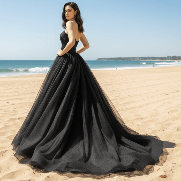 Black Strapless Ball Gown Wedding Dresses and Bridal Gowns - Rosymae