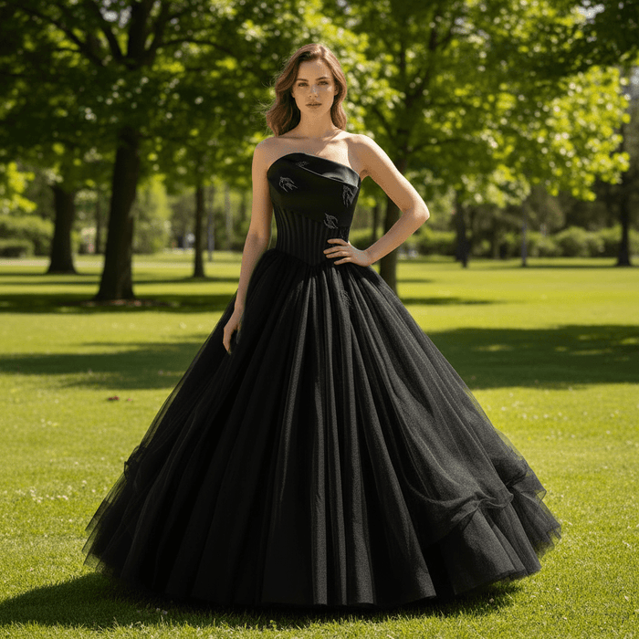 Black Strapless Ball Gown Wedding Dresses and Bridal Gowns - Rosymae