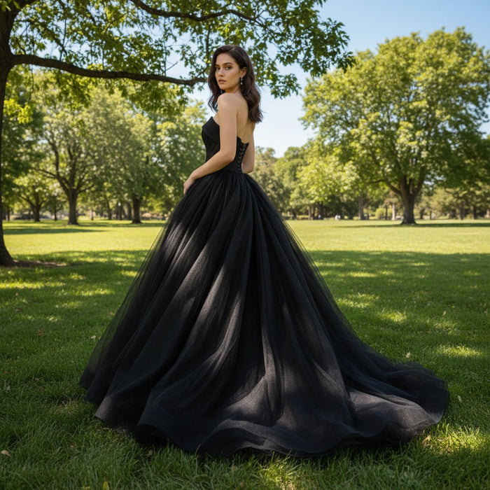 Black Strapless Ball Gown Wedding Dresses and Bridal Gowns - Rosymae
