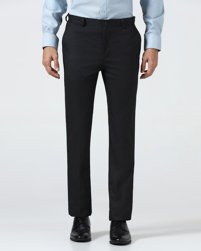 Black Stripe Trouser - Black-271