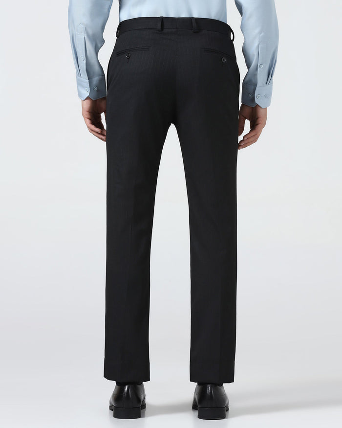 Black Stripe Trouser - Black-271