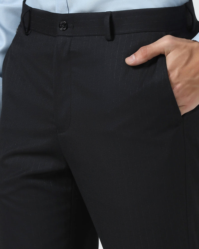 Black Stripe Trouser - Black-271