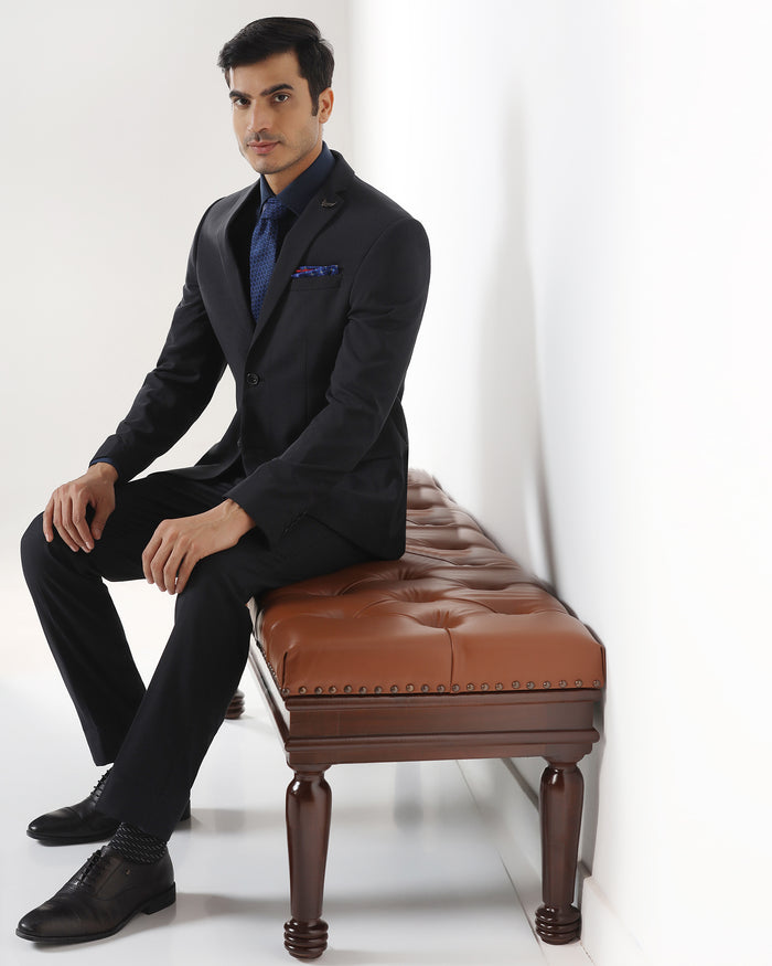 Black Two Piece Textured Suit - Hams