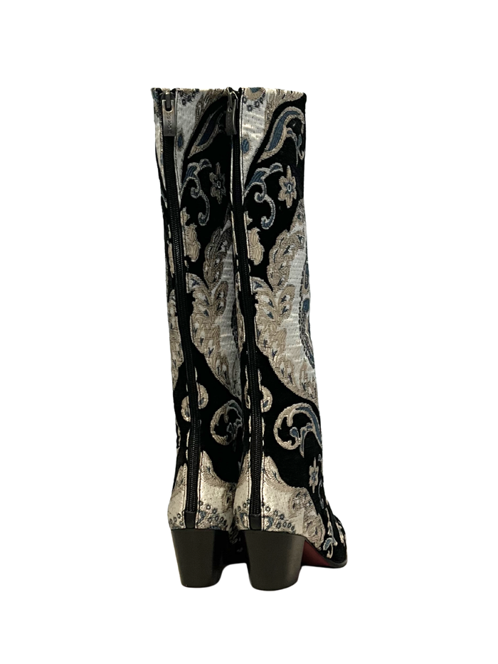 Black, White & Blue Ottoman Knee High