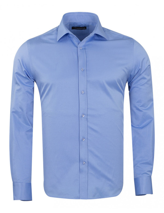 Blue Classic Single Cuff Men's Shirt-Makrom