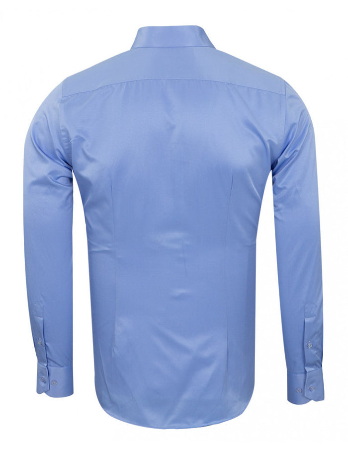 Blue Classic Single Cuff Men's Shirt-Makrom