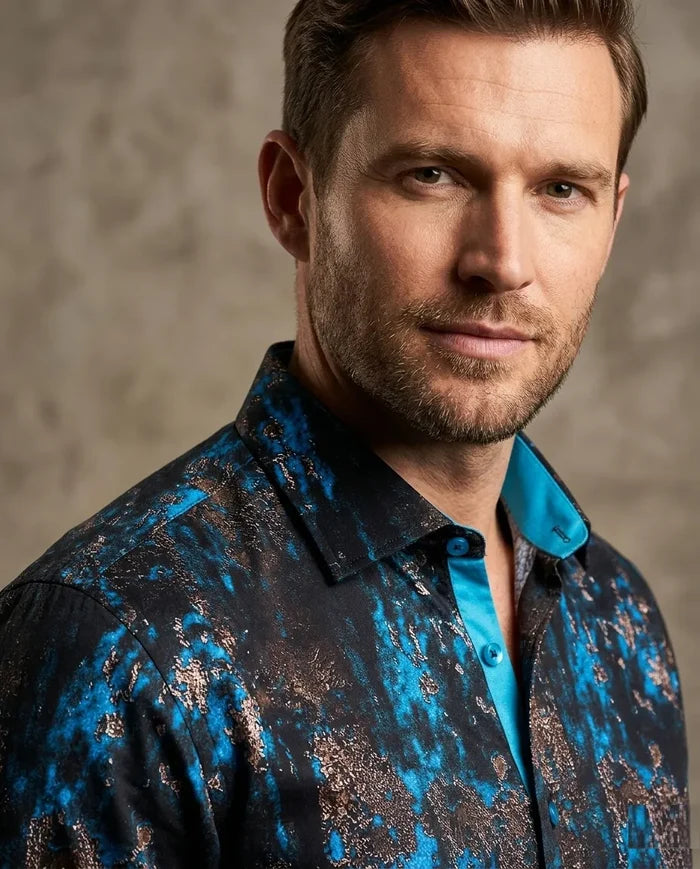 Blue Crust Print Men's Shirt