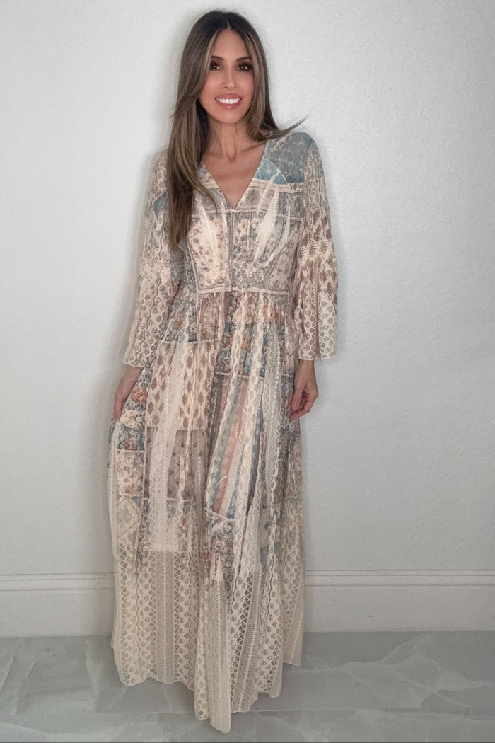 Style the Lace V Neck Maxi Dress exclusively at Born To Glam