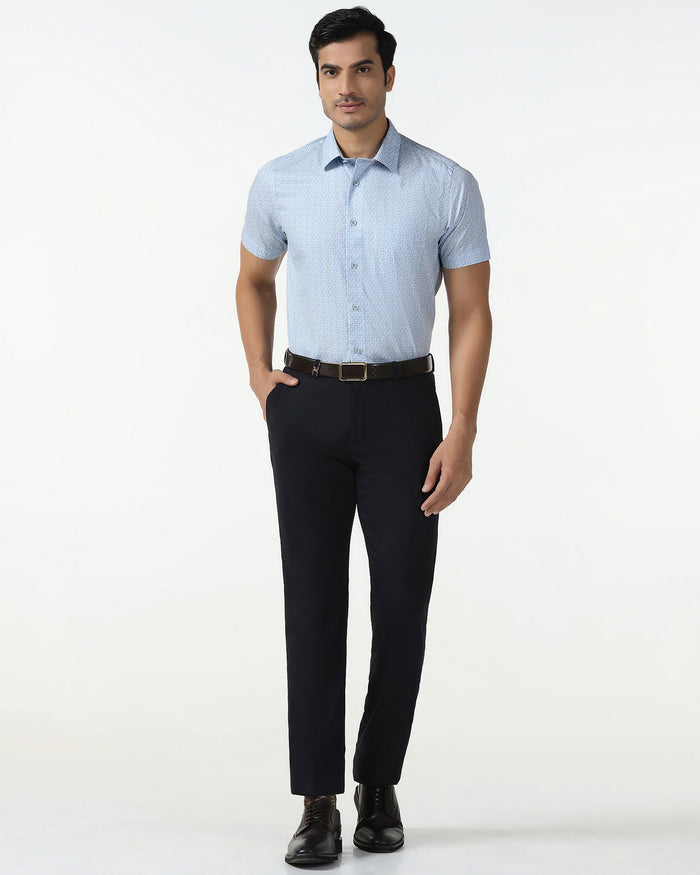 Blue Half Sleeve Printed Shirt - Nicole