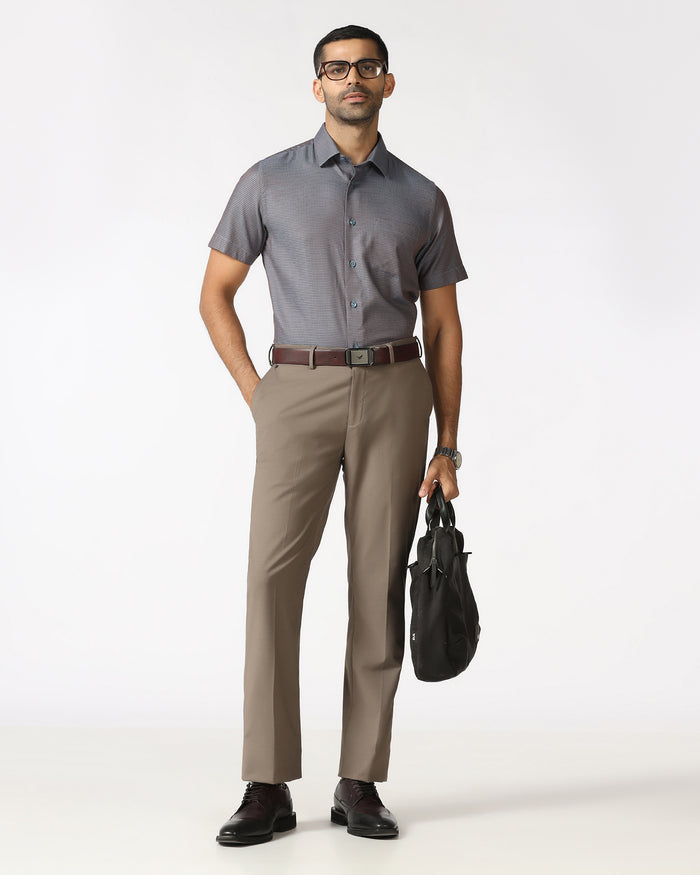 Blue Half Sleeve Textured Shirt - Recite