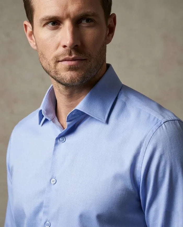 Blue Non Iron Plain Shirt