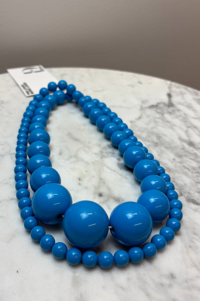Blue Plastic 1970s Beaded Necklace image 1