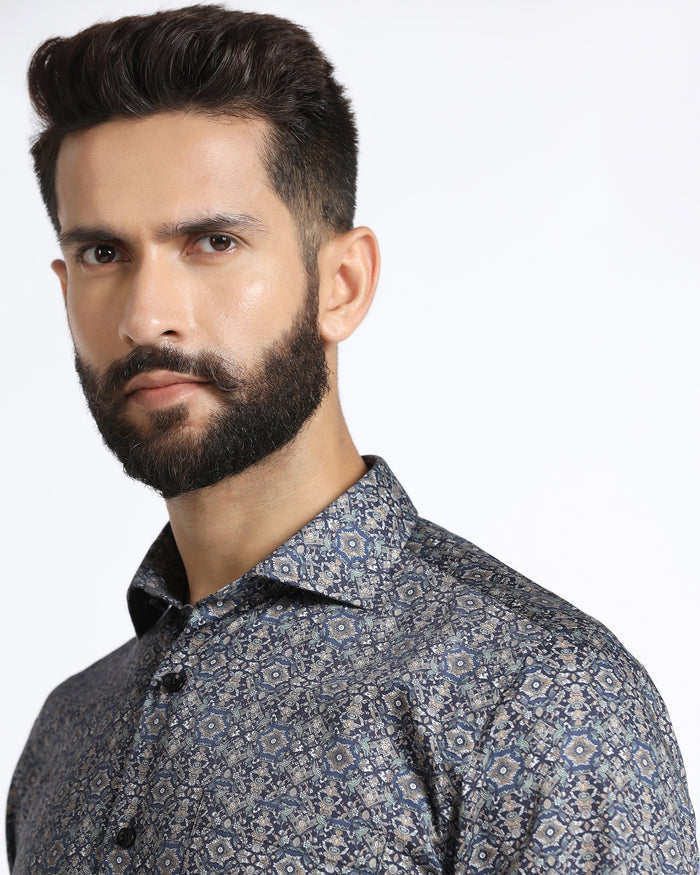 Blue Printed Shirt - Royce